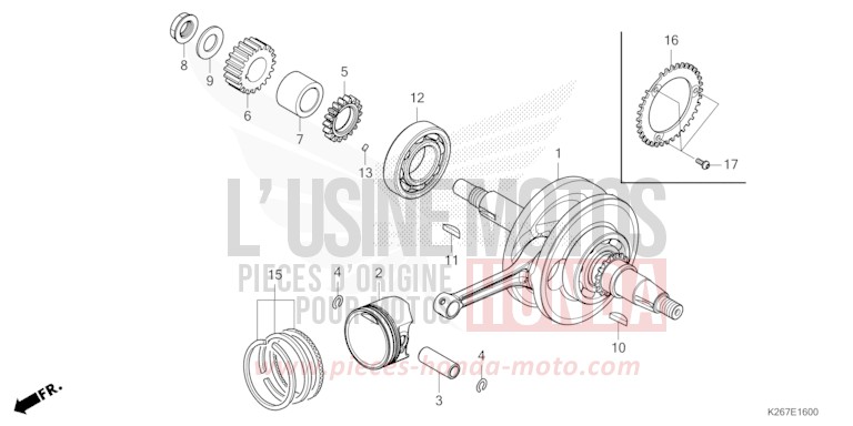 KURBELWELLE/KOLBEN von MSX GROM A MAT GUNPOWDER BLACK METALLIC (NH436) von 2021